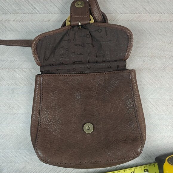 Vintage Fossil Brown Pebbled Leather Crossbody Bag - Picture 8 of 9